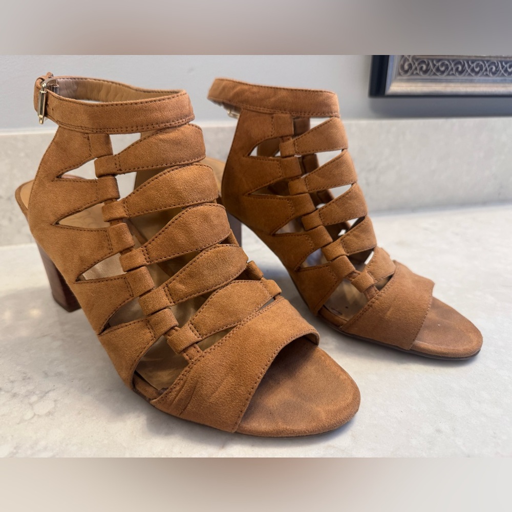 Brown Strappy Heeled Sandals, sz. 9 1/2